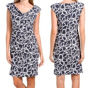 Anne Klein Valerie Cowl Neck Floral Print Pleated Mini Sheath Career Dress 16